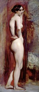 側面からの女性のヌード、1830（ミルボードに油彩）